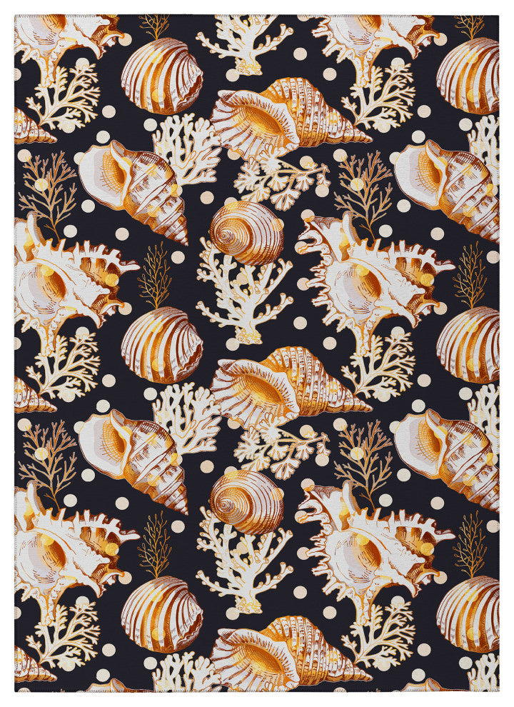 Indoor/Outdoor Seabreeze SZ6 Black Machine Washable 8' x 10' Rug