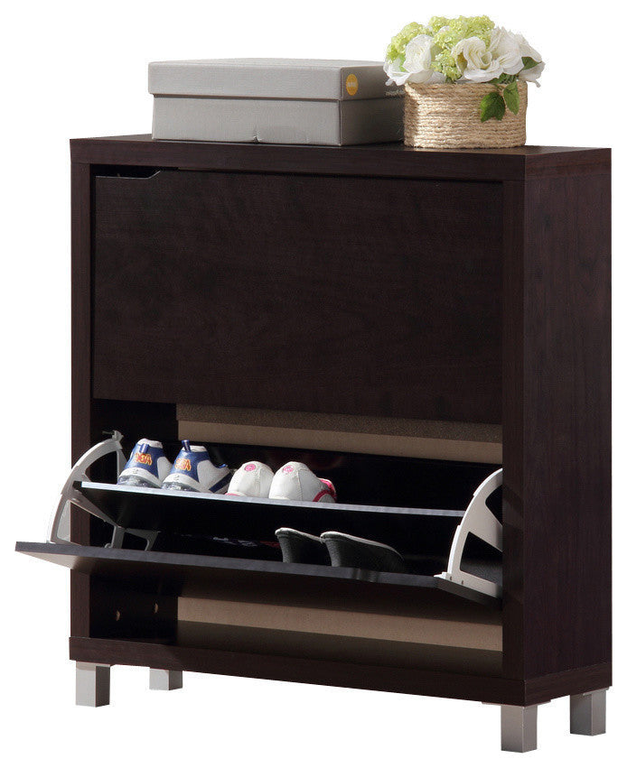 Simms Dark Brown Modern Shoe Cabinet
