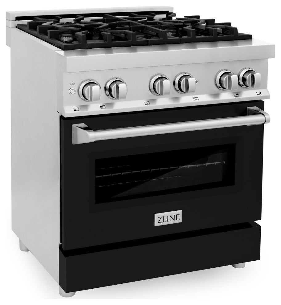ZLINE 30 in. Professional Dual Fuel Range With Black Matte Door, RA-BLM-30