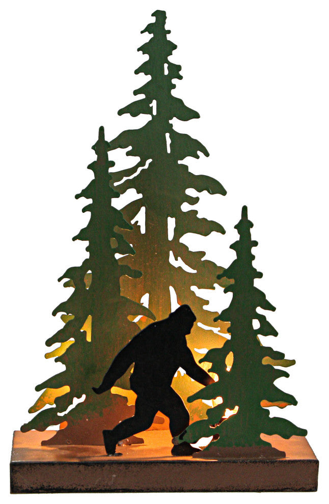 Rustic Metal Bigfoot Forest Stroll Accent Lamp Decorative Sasquatch Home Decor
