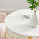 35" Dining Table, Round, White Gold, Artificial Marble, Modern, Mid Century