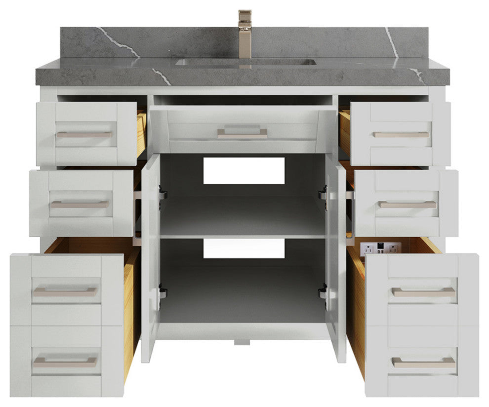 Cambridge 48 Single Sink Bath Vanity in Coventry Gray 2" Piatra Gray