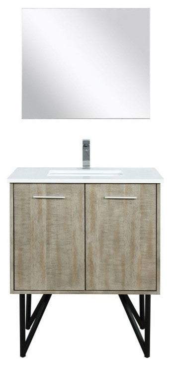 Lancy Modern 30" Rustic Acacia Square Sink Bathroom Vanity Set, Labaro Brushed N