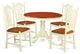 5 Pc Set, Round Small Table, 4 Leather Kitchen Chairs, Buttermilk, Cherry .