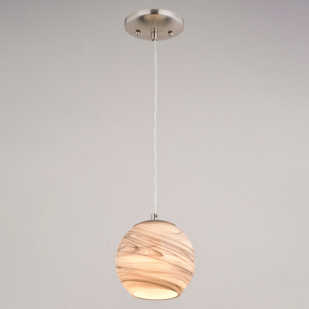 Milano Satin Nickel Mini Pendant Ceiling Light Multi Color Art Glass