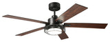 52-inch Modern Black LED Ceiling Fan with Remote and DC Reversible Motor