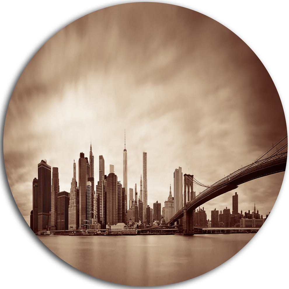 Manhattan Financial District, Cityscape Disc Metal Wall Art, 36"