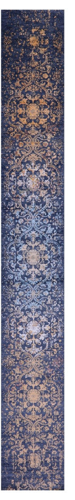 Runner Modern Wool and Silk Handmade Rug 2' 5" X 18' 0" Q9241