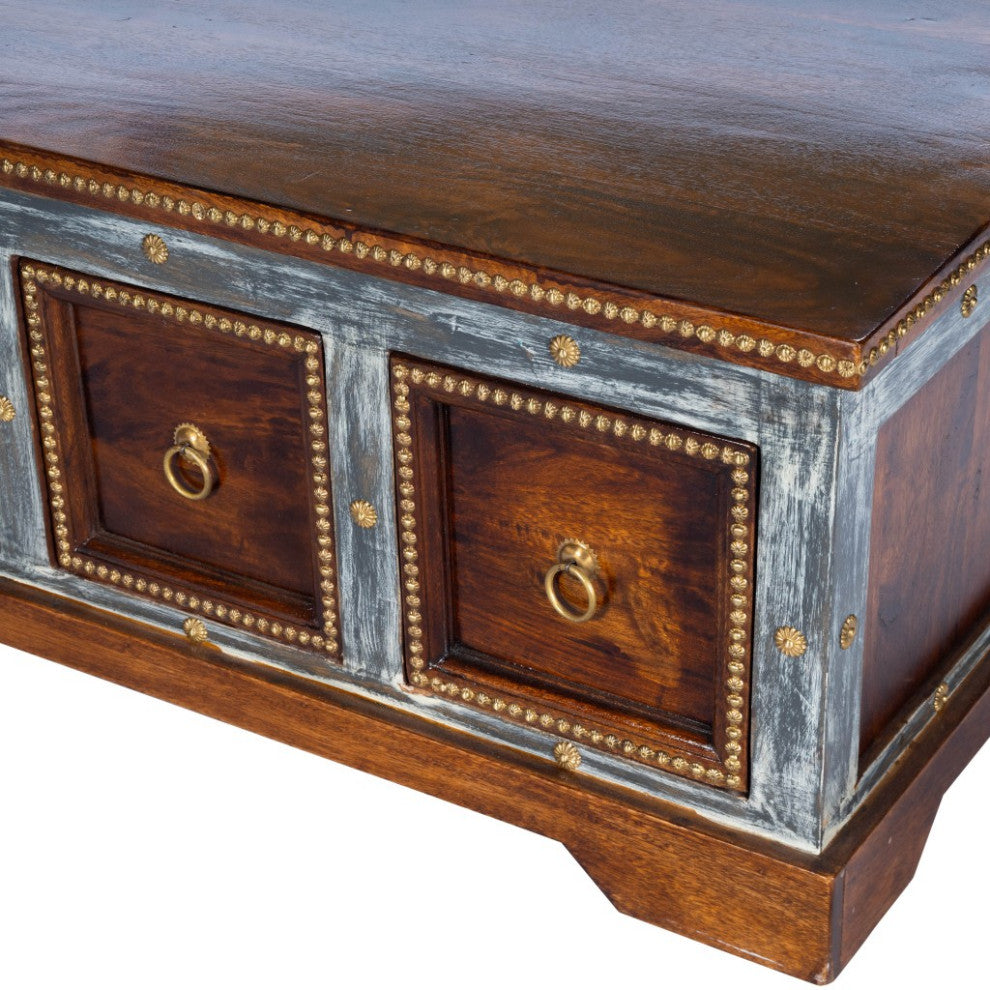 Wood and Hand Painted Storage Coffee Table
