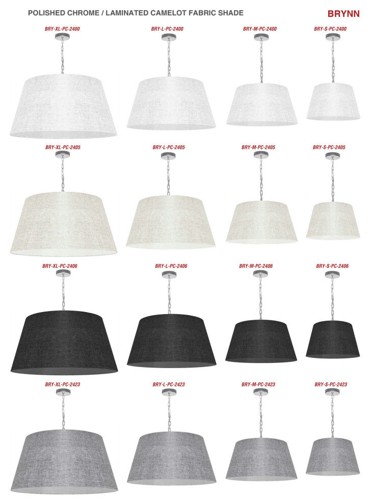 1 Light Brynn Medium Pendant, Grey/Clear Shade, Polished Chrome