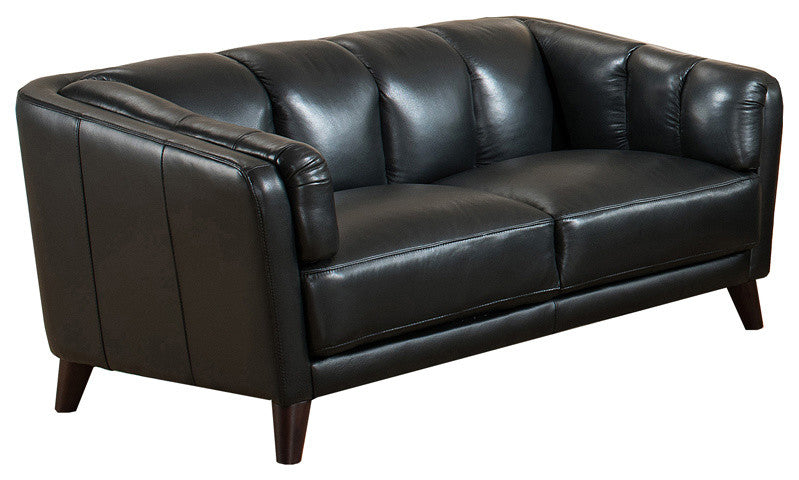 Frances Leather Craft Loveseat, Black