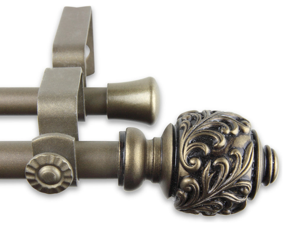 Tilly Double Curtain Rod, Antique Brass, 28"-48"