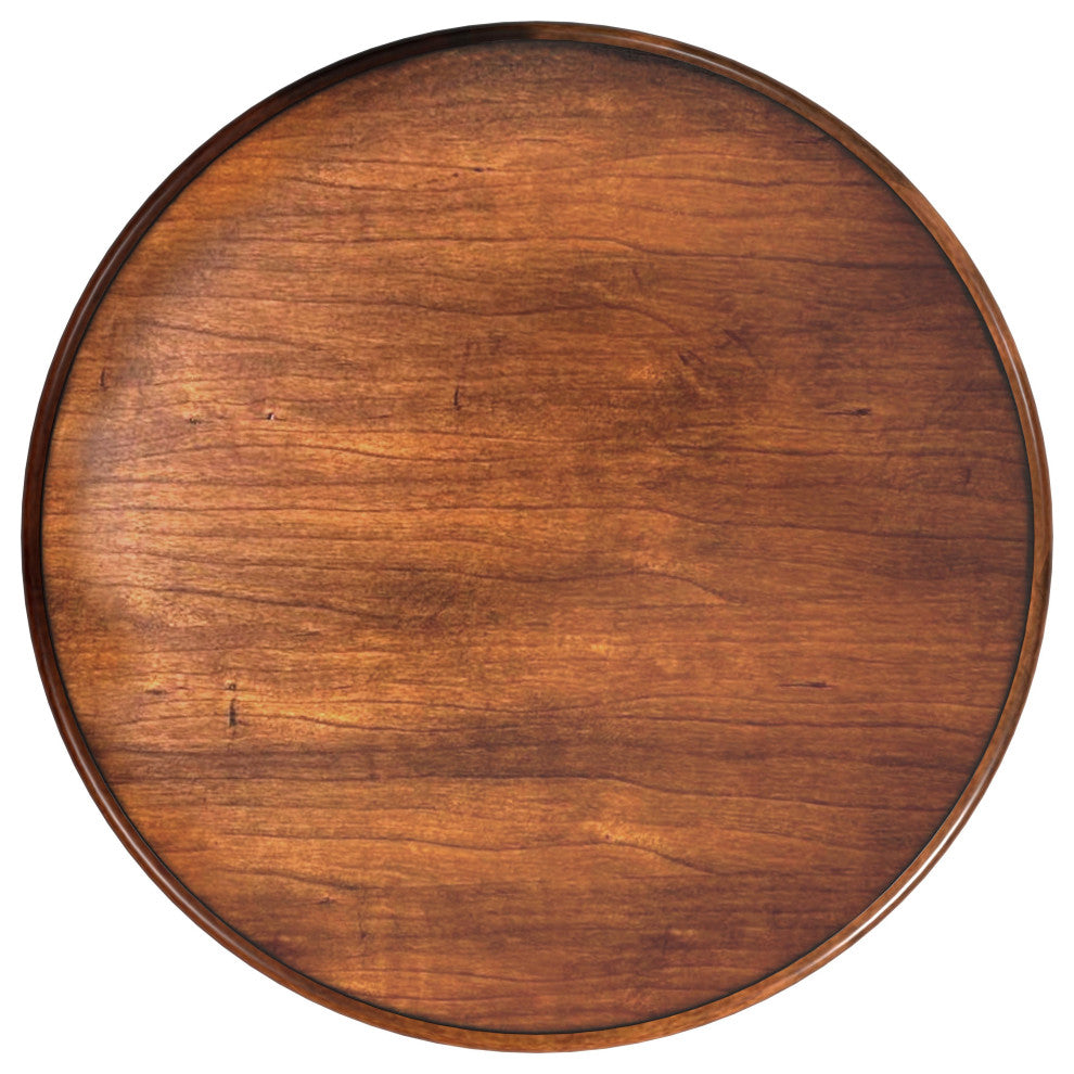 Jules 1-Drawer Round Accent Table, Antique Cherry