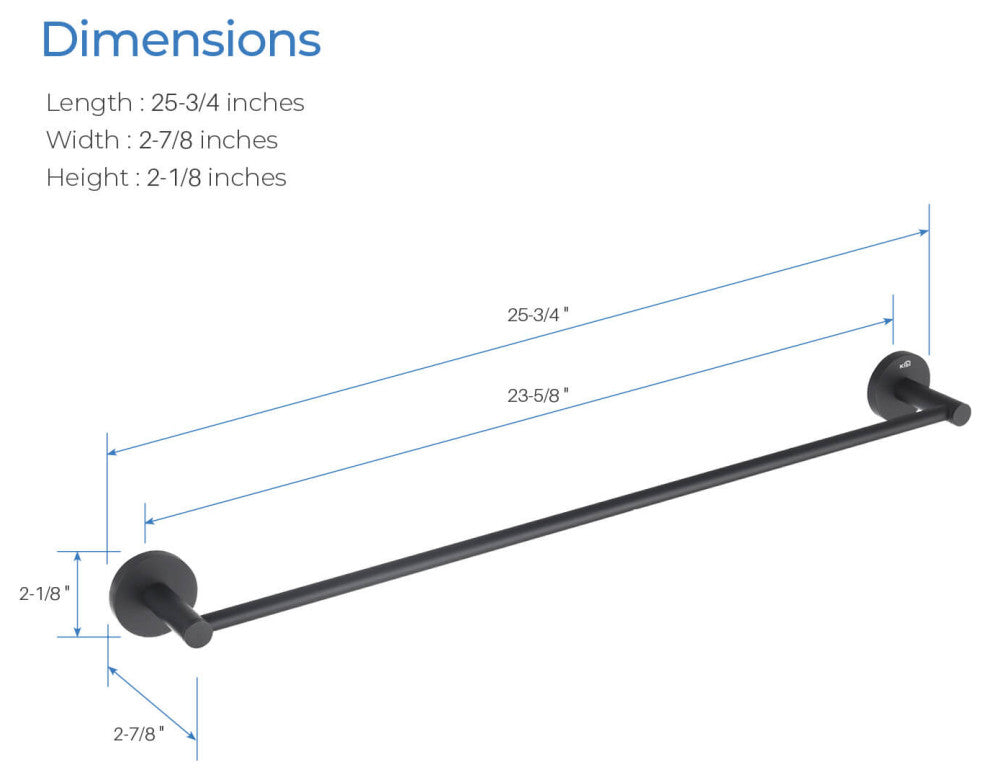 Circular 24" Bathroom Towel Bar KBA1404, Matte Black