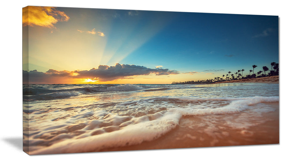 Exotic Beach in Dominican Republic, Seashore Canvas Art Print, 32"x16"