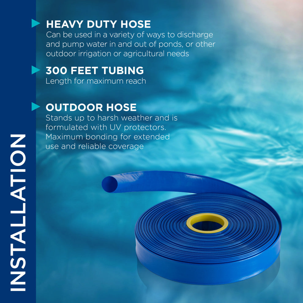 Alpine PVC Lay-Flat Water Discharge Hose x 300Ft, 3"Diameter