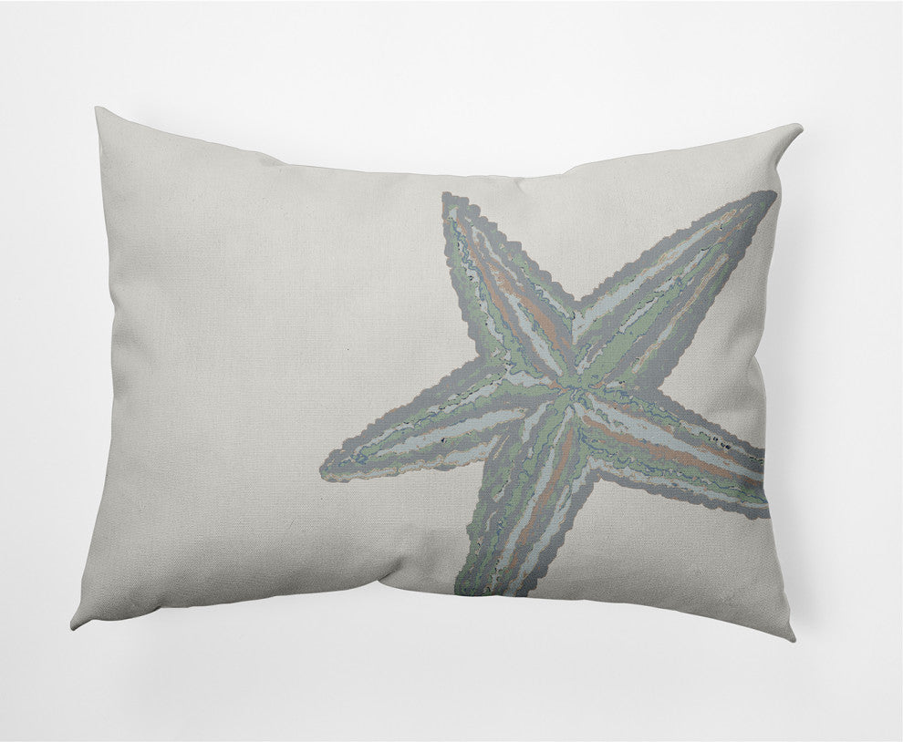 14x20" Large Starfish Nautical Decorative Indoor Pillow, Pretty Grey