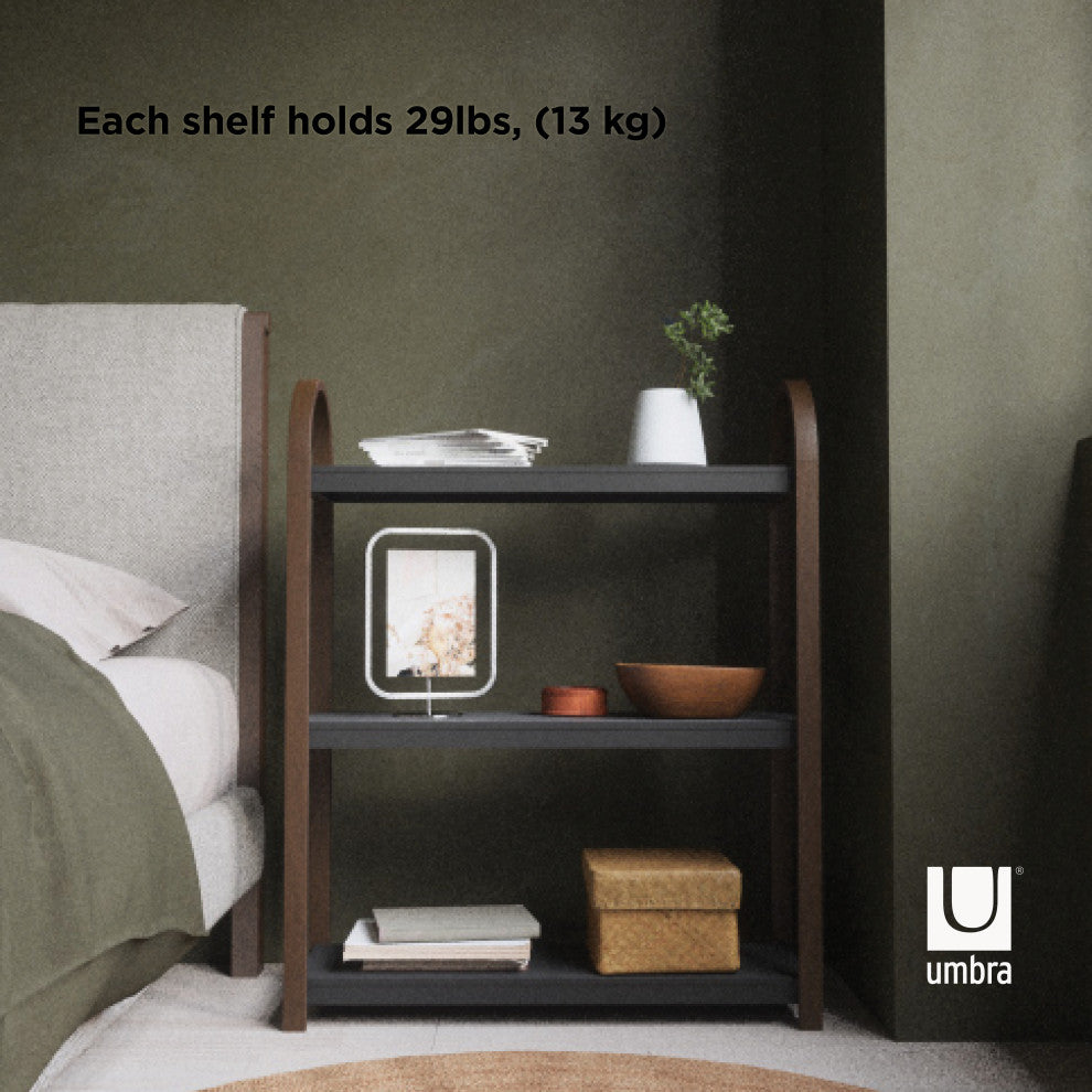 Umbra Bellwood Freestanding Shelf 3, Black/Walnut