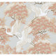Sprig and Heron Coral Wallpaper