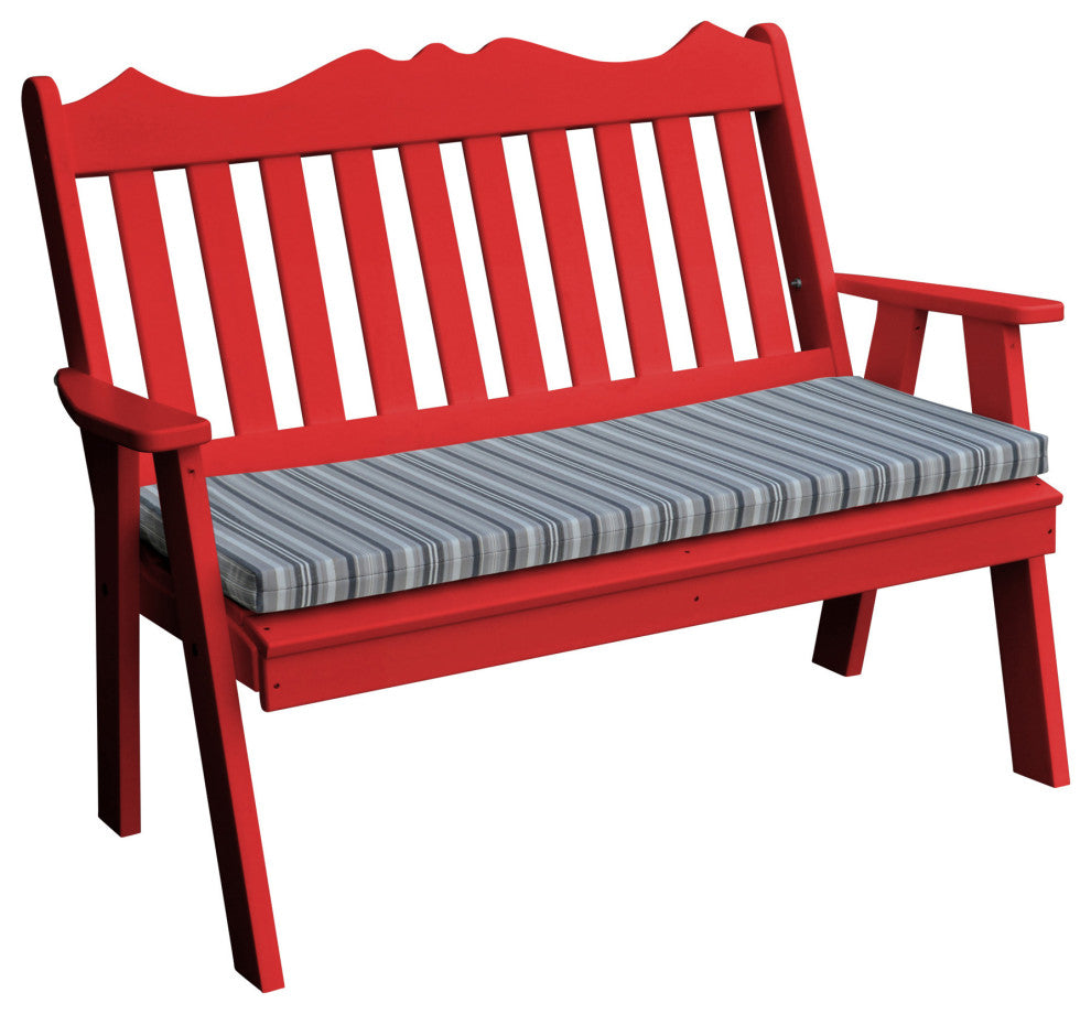 Poly Royal English Garden Bench, Bright Red, 5 Foot