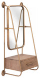 Gold Mirror Shelf With Birch Drawer