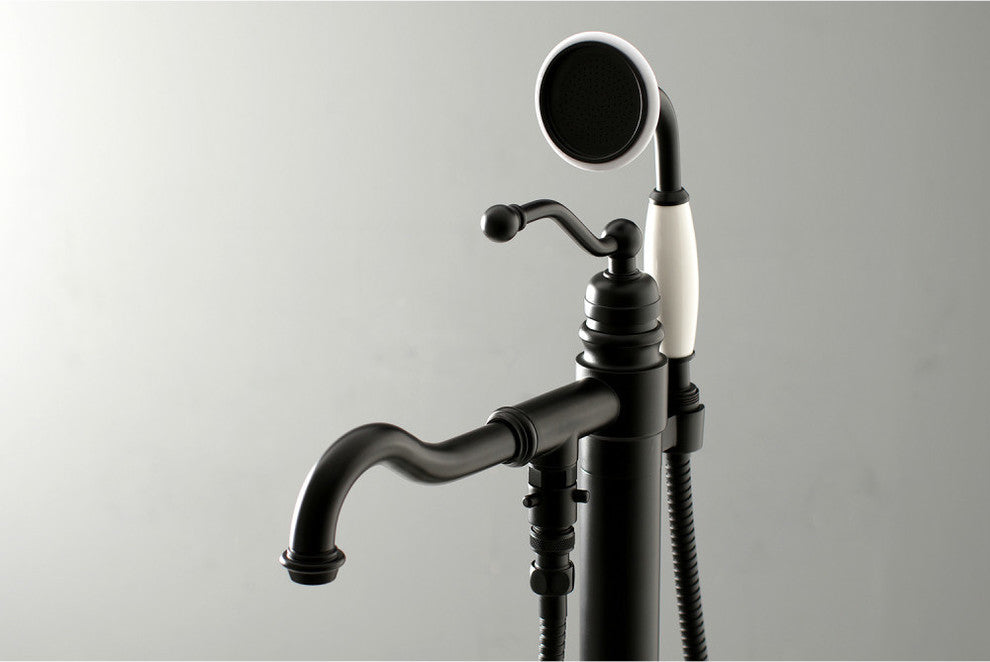 Kingston Brass Freestanding Tub Faucet With Hand Shower, Matte Black