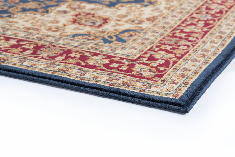 Kirsten Transitional Border Area Rug, Navy, 7'10''x10'3''