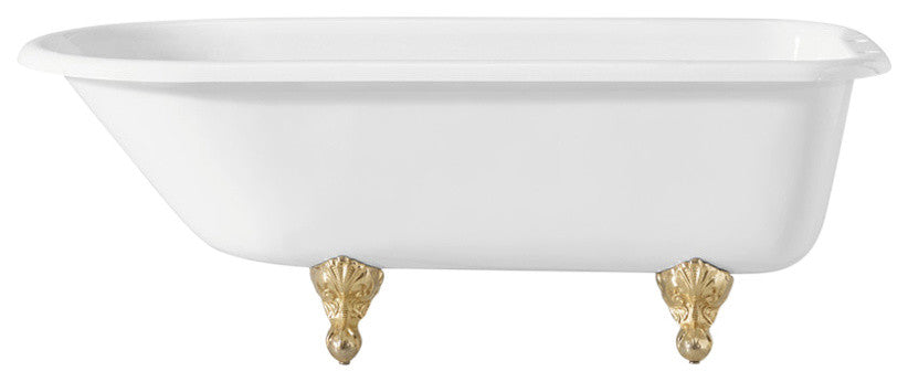 Cheviot Products Traditional Cast Iron Bathtub With Faucet Holes, Polished Brass