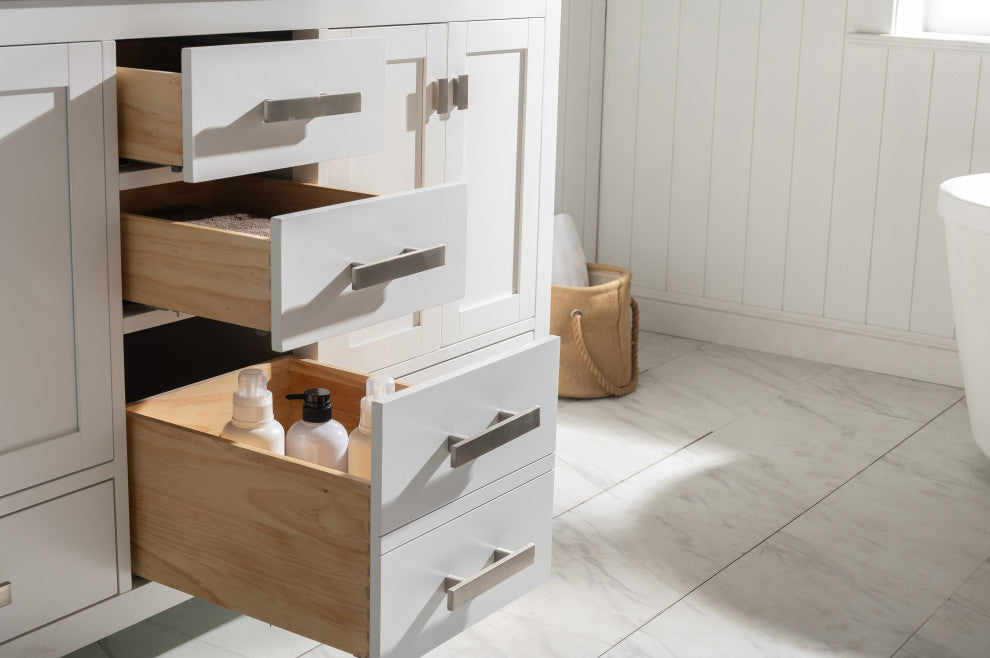 Design Element Valentino 60" White Double Rectangular Sink Vanity