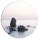 Rocks In The Sea Black And White, Seashore Art Round Metal Artwork, 23"