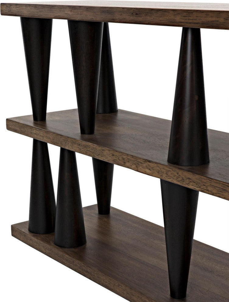 Ebony And Walnut Finish Console Table