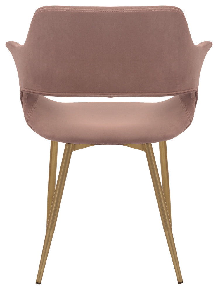 Gigi Velvet Dining Room Chair With Gold Metal Legs - Set of 2, Pink