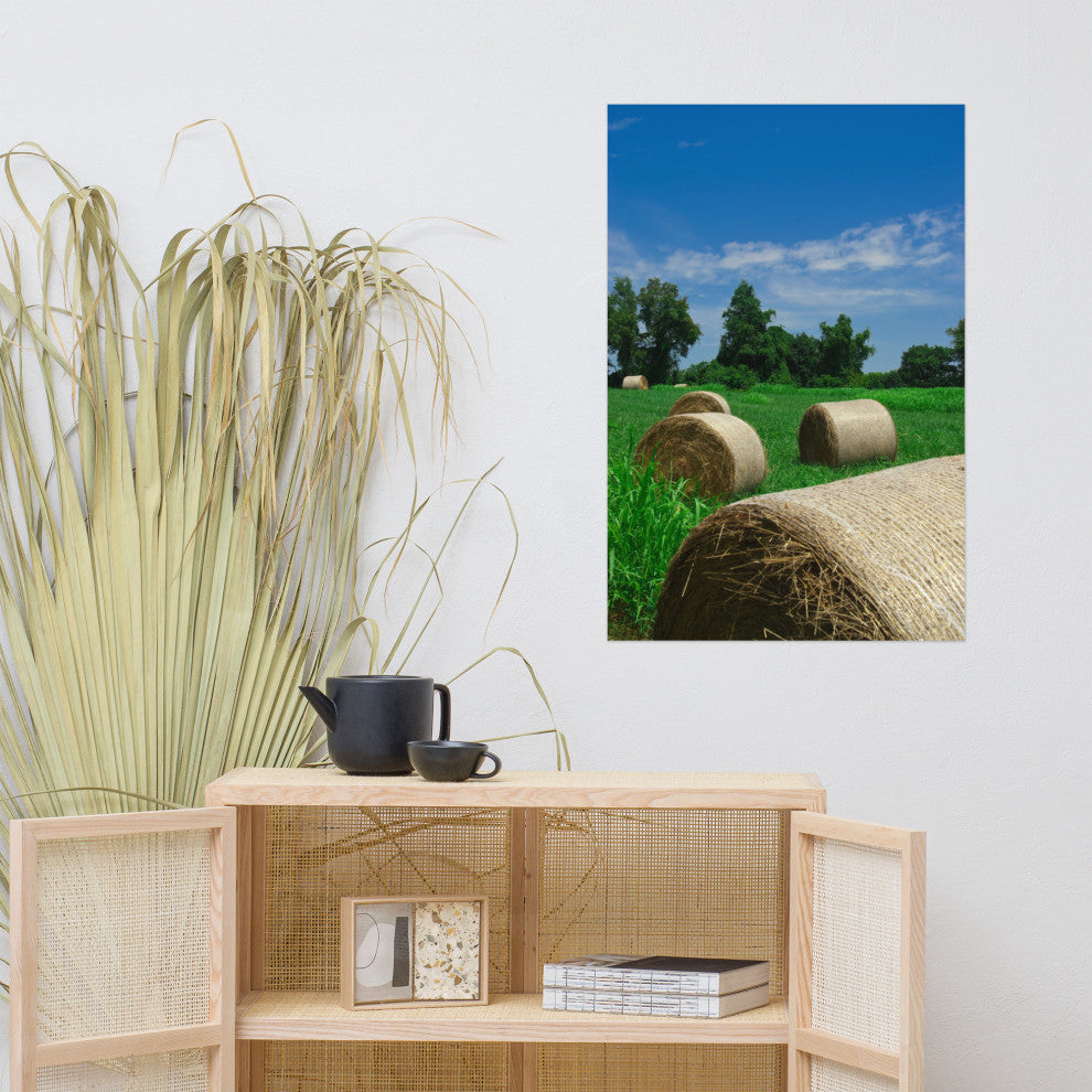 Hay Whatcha Doin in the Field Rural Unframed Wall Art Print, 24" X 36"
