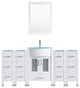 72" White Vanity, 24" Single Sink Base, Quad 12 Drawer Bases, LV3-C7-72-W