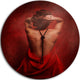 Woman In Red, Portrait Contemporary Large Disc Metal Wall Art, 36"