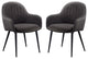 Benzara BM250260 S/2 Side Chair With Channel Tufting & Round Tapered Legs, Gray
