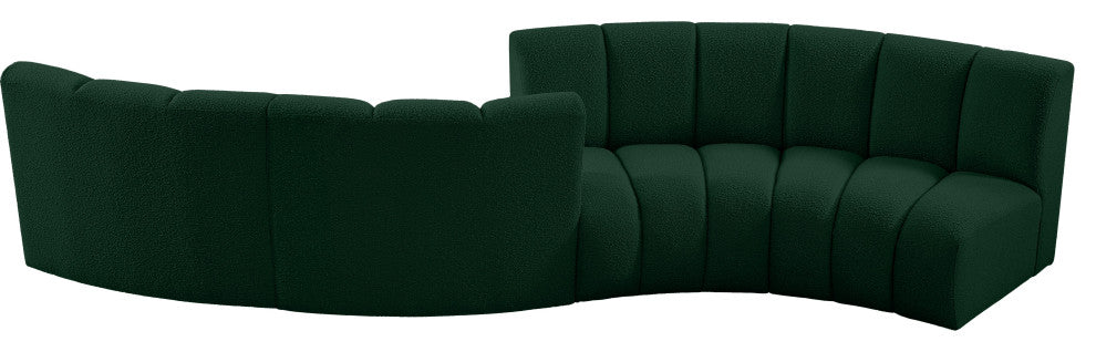 Infinity Boucle Fabric Upholstered 4-Piece S-Shaped Modular Sectional, Green
