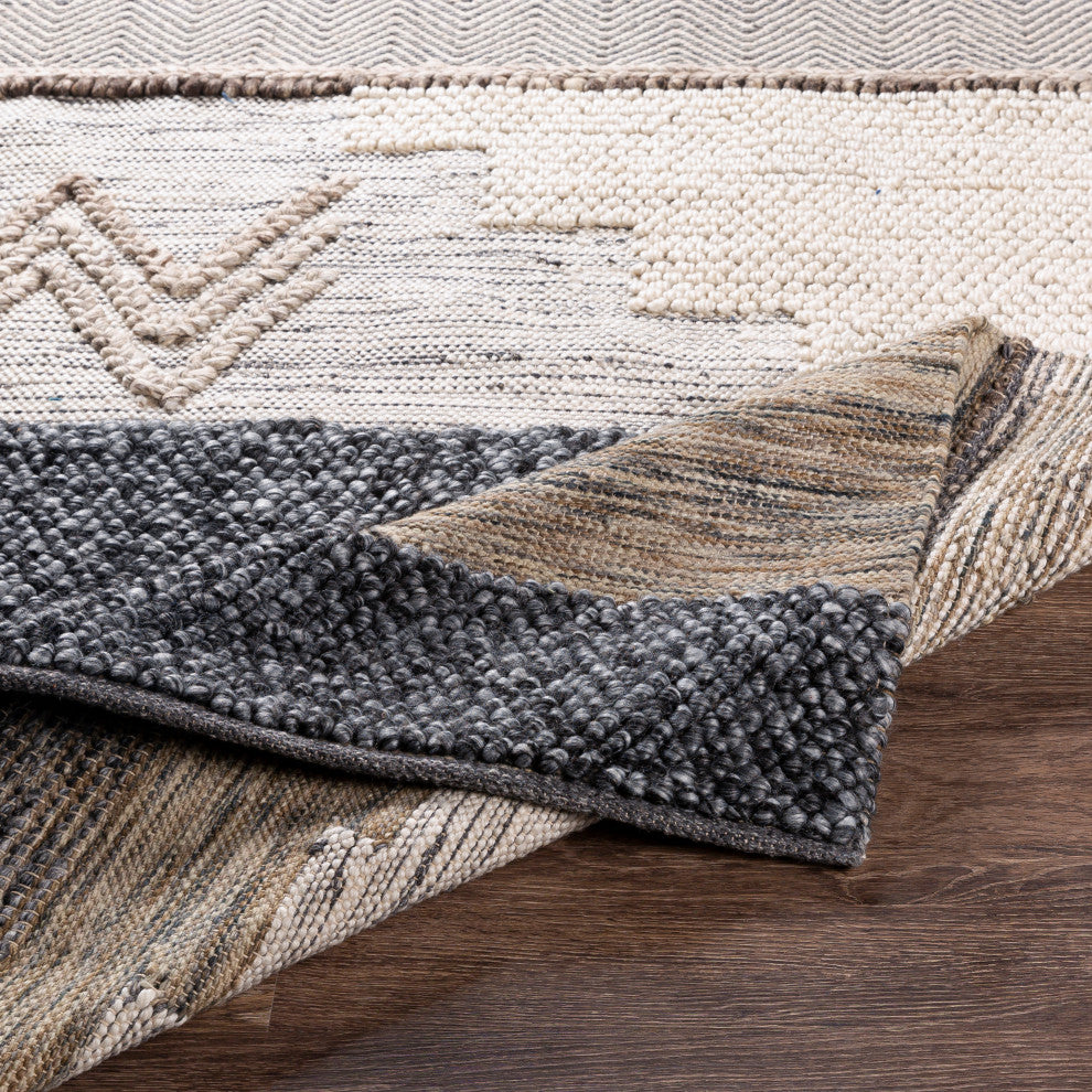 Surya Quenby QUE-2300 5'x7'6" Rug, Cream/Sage/Black/Gray/Light Gray/Camel/Taupe