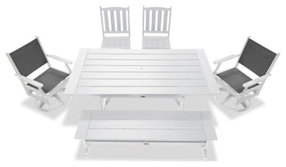 Tuscany Sling Swivel Dining Set, White, 6-Piece