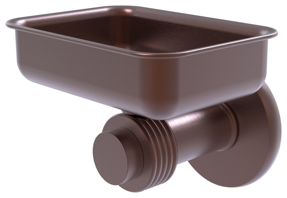 Mercury Wall Mounted Soap Dish with Groovy Accents, Antique Copper