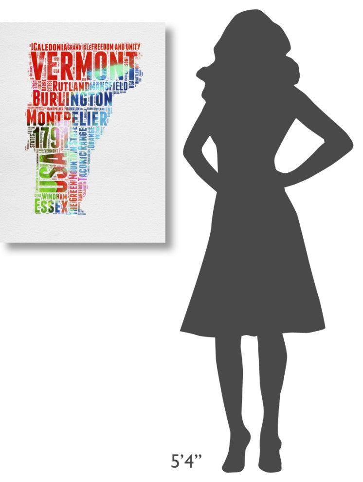 "Vermont Watercolor Word Cloud" Fine Art Print