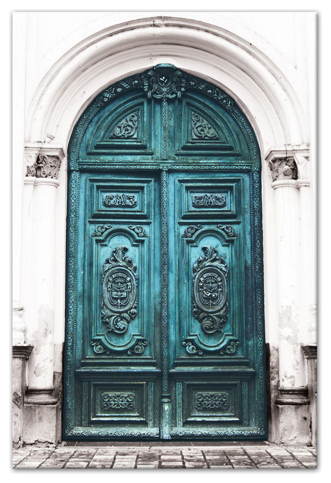 Ornate Marble Teal Door 20x30 Canvas Wall Art