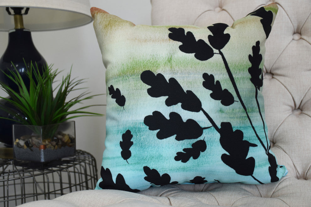 18" Flowing Leaves Multi Floral Print Decorative Throw Pillow
