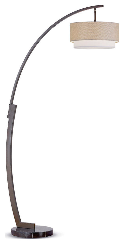 HOMEGLAM  ARC 81"H Metal Floor Lamp, Darkbronze /Brownwhiteshade
