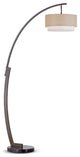 HOMEGLAM  ARC 81"H Metal Floor Lamp, Darkbronze /Brownwhiteshade