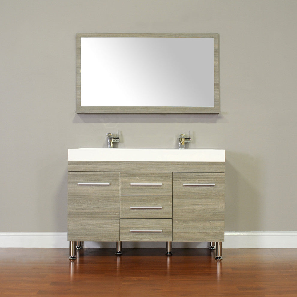 The Modern 48 Inch Double Modern Bathroom Vanity In Gray Without Mirror