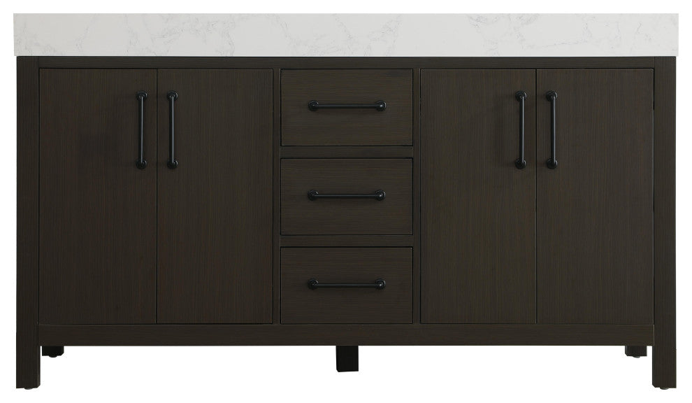 Home Living 60" Double Bathroom Vanity, Mocha Brown