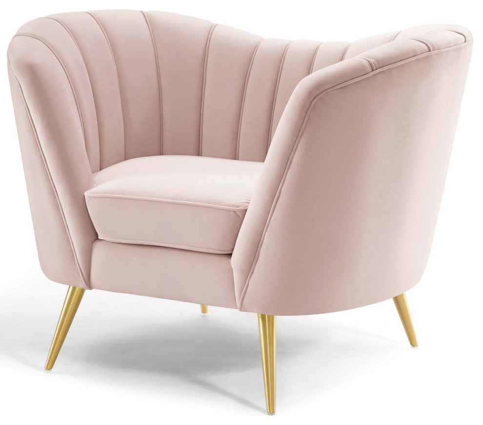 Armchair Accent Chair, Velvet, Pink, Modern, Living Lounge Hotel Hospitality