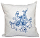 Five Little Birds, Floral Print Pillow, Blue, 16"x16"