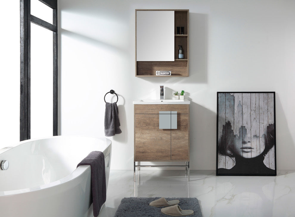 Bathroom Vanity Set, Shadow Gray, 24", Polished Chrome Hardware